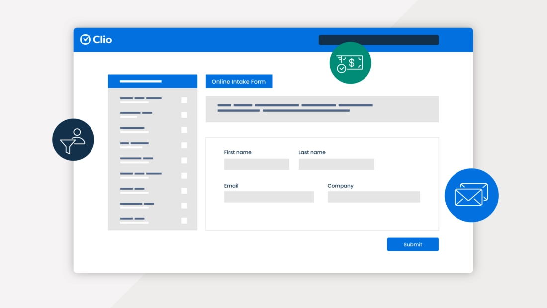 Clio dashboard — matter intake pipeline